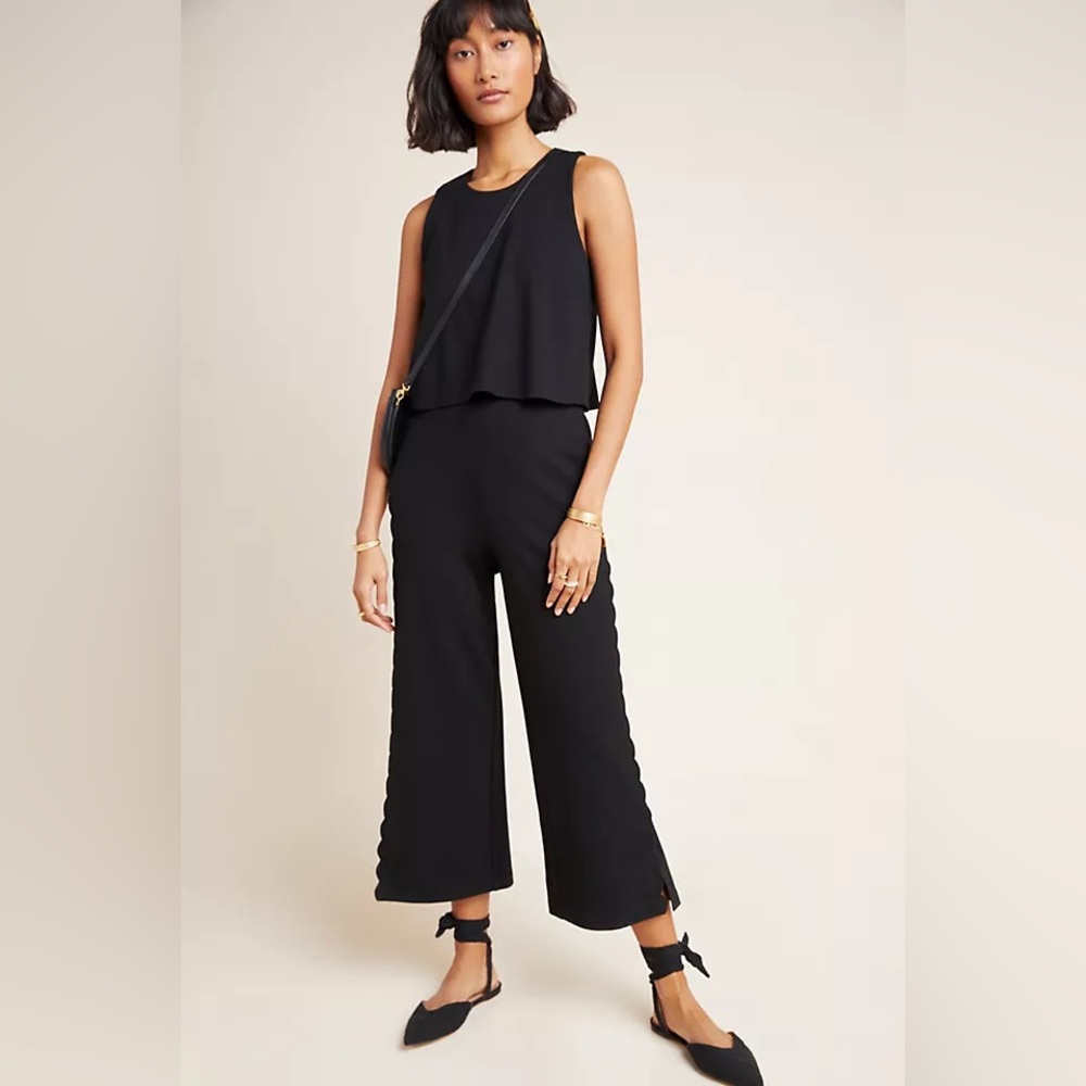 Anthropologie Like new!! Black Textured Palazzo Jumpsuit